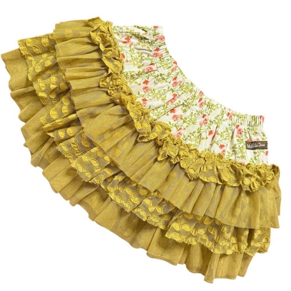 Matilda Jane Serendipity Ruffle Skirt Size 4 – Floral Waistband & Tulle Layers